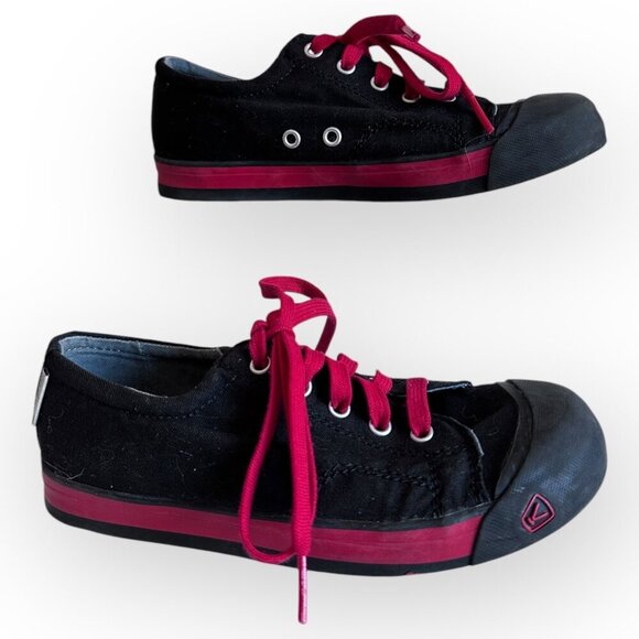 Keen Kids Black & Red Sneakers  Canvas Rubber Sole Lace-Up Youth Size 2 - Picture 2 of 11